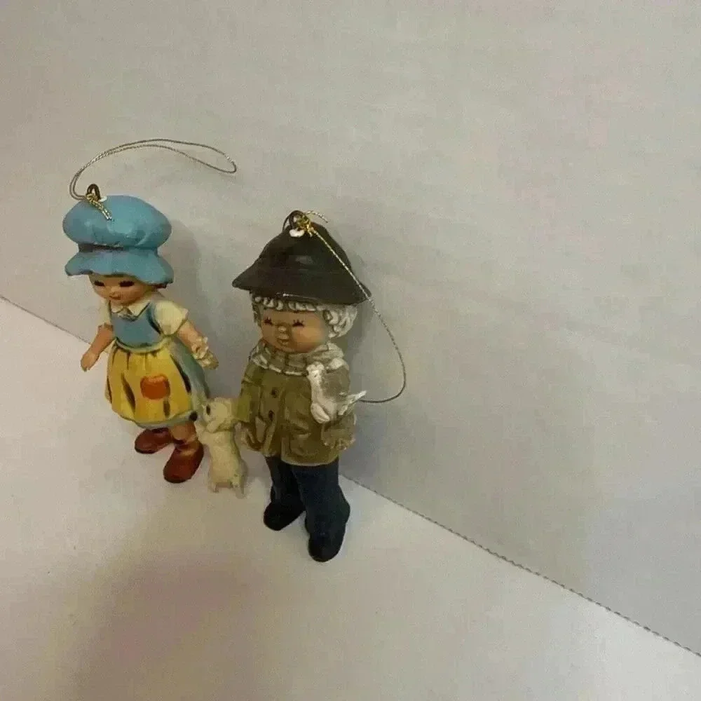 Vintage Bradford Novelty Co‎ Old World Children 2 Figures Girl & Boy Ornaments
